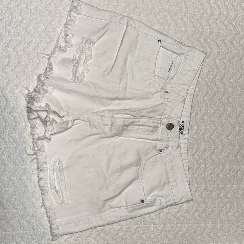 White jean shorts